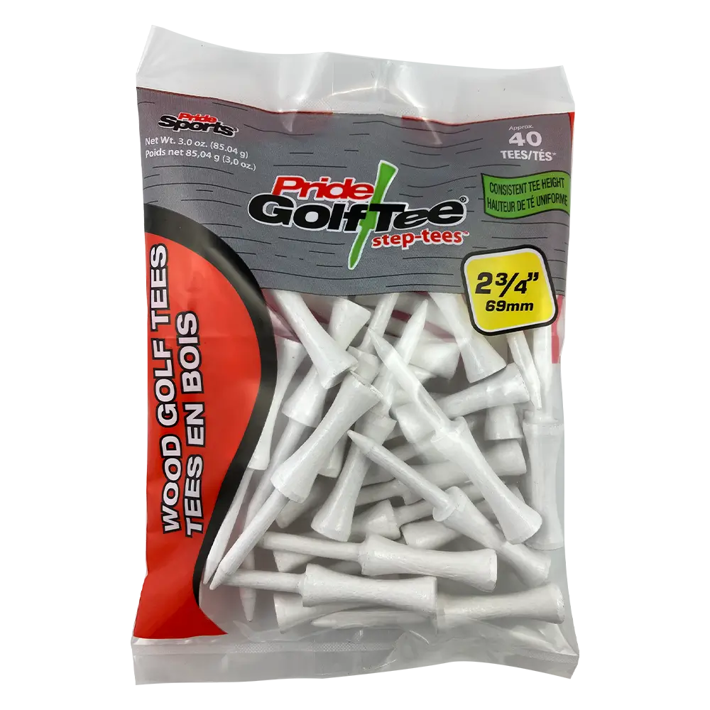 A package of the white 2-3/4" step tees.