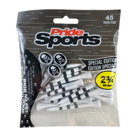 Package of PrideSports skull and bones golf tees decorated with skulls and crossbones.