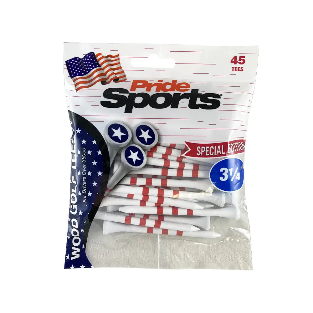 Package of Special Edition Star and Stripes Wood Golf Tees