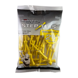 Bag of yellow pts step tees tee packaging.