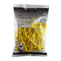 Bag of yellow pts step tees tee packaging.