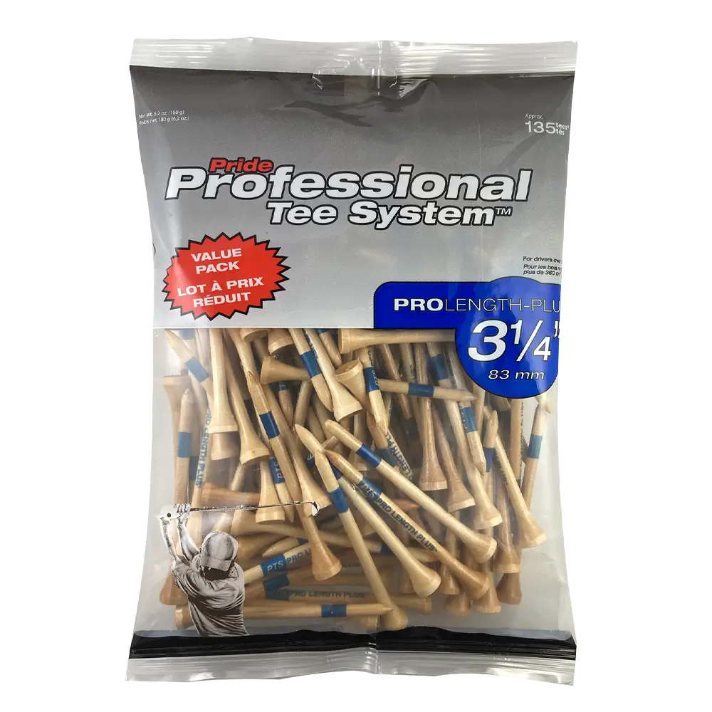 Package of Pride Professional Tee System with wooden tees inside