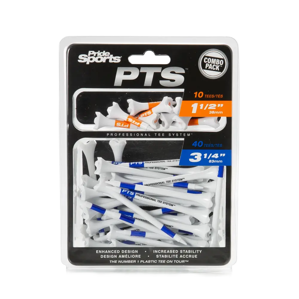 Pride Sports PTS golf tee combo pack packaging.