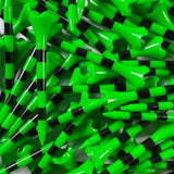 Close-up of green and black golf tees stacked together