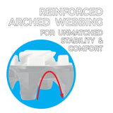 Up close of golf spike. Reinfoced arched webbing. 