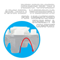 Up close of golf spike. Reinfoced arched webbing. 