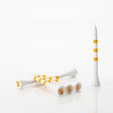 White golf tees with a beer mug print on a white background