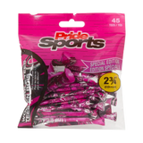 2-3/4" Paint Splatter Tee packaging in pink colors with "Pride Sports" as the label. 