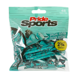 2-3/4" Paint Splatter Tee packaging in turquoise colors with "Pride Sports" as the label. 