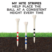 Zarma® FLYtee® MyHite™ Tees showing they help place the ball at a consistent height in the ground every time. 