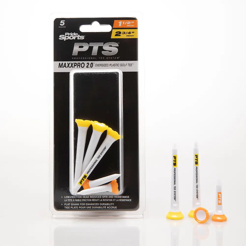 PTS 3-1/4 and 1-1/2"" packaging with 3-1/4" and 1-1/2" tees next to the package. 