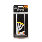 PTS 3-1/4 and 1-1/2"" packaging with 3-1/4" and 1-1/2" tees next to the package. 