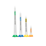 Four different sizes of the PTS tees stacked by one another. 