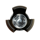 Black and silver golf ball pick up attachment on a white background