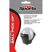 Pride Sports adjustable ball pick-up packaging with a black and white ball pick-up device.
