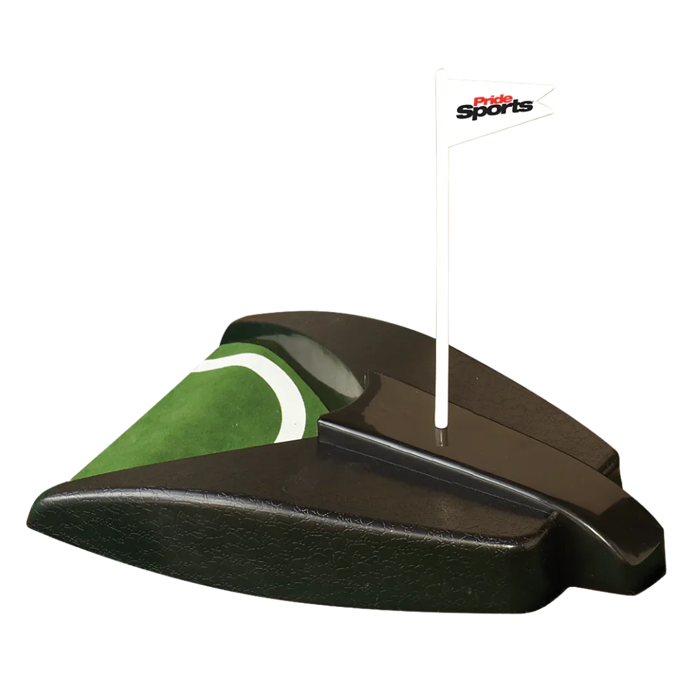 Auto putt return on a white background with 'PrideSports' branding on a white flag.
