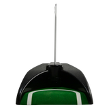 Black and green putting practice area with a white flag on a white background