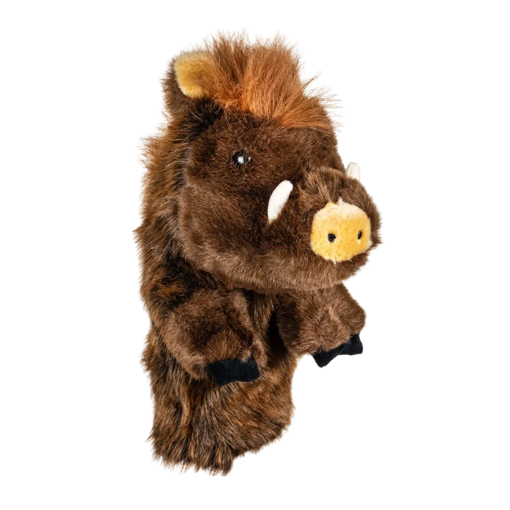 A boar-shaped golf club head cover.