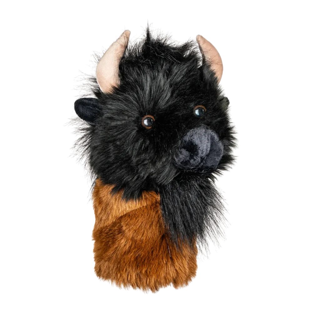 A buffalo-shaped golf club head cover.