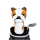 Golf club headcover shaped like a plush Bulldog.