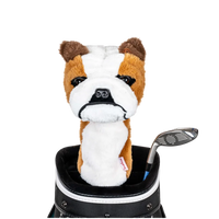 Golf club headcover shaped like a plush Bulldog.