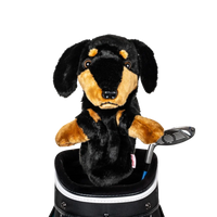 Golf club headcover shaped like a plush Daschshund dog.