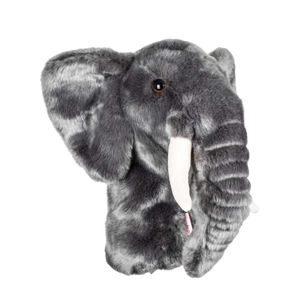 An elephant-shaped golf club head cover.