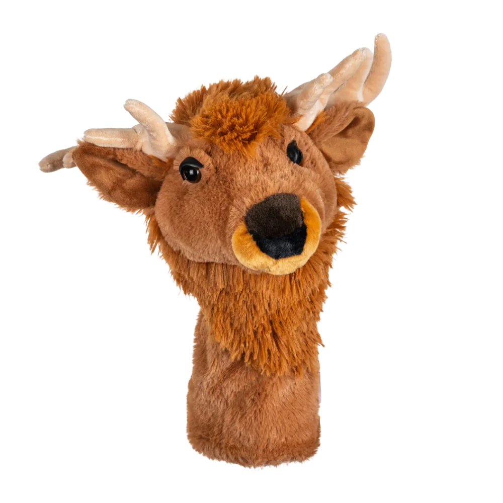 An elk-shaped golf club head cover.