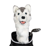 Golf club headcover shaped like a plush Husky dog.