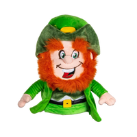 Plush golf head cover resembling a Leprechaun with orange hair, wearing a green outfit and hat, smiling broadly.
