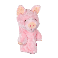 Plush golf head cover resembling a fluffy pig with pink fur, featuring a friendly face and upright ears.