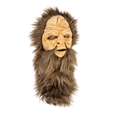Plush golf head cover resembling a Sasquatch with a facial expression, featuring brown fur and a sculpted face.