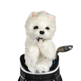 Golf club headcover shaped like a plush Westie dog.