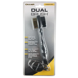 Champ Dual Brush in its packaging with a retractable clip.