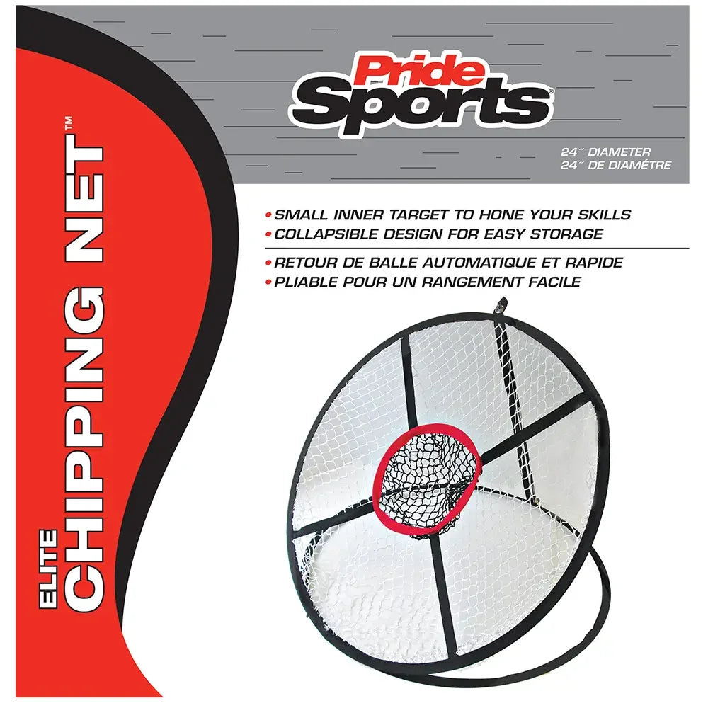 PrideSports Elite Chipping Net packaging with product image and branding details.