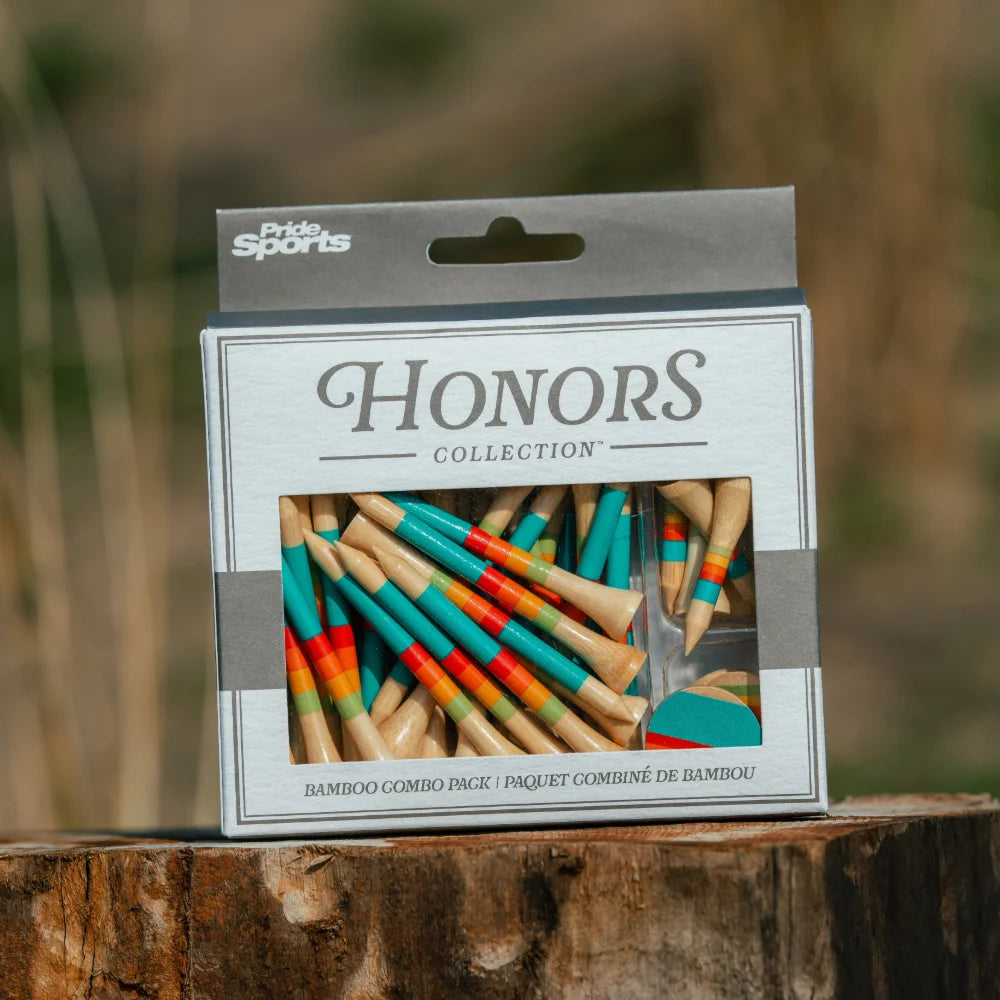 Honors Bamboo Combo Pack - 40 2 ¾" Tees, 10 1 ½" Tees, and 3 Ball Markers - Sunrise Gradient