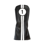 Black golf club head cover with number 1 on a white background