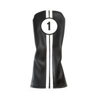 Black golf club head cover with number 1 on a white background