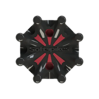 Front angle of black and red Pulsar Golf Spikes