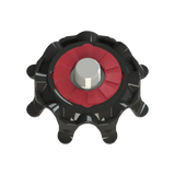 Back angle of black and red Pulsar Golf Spikes