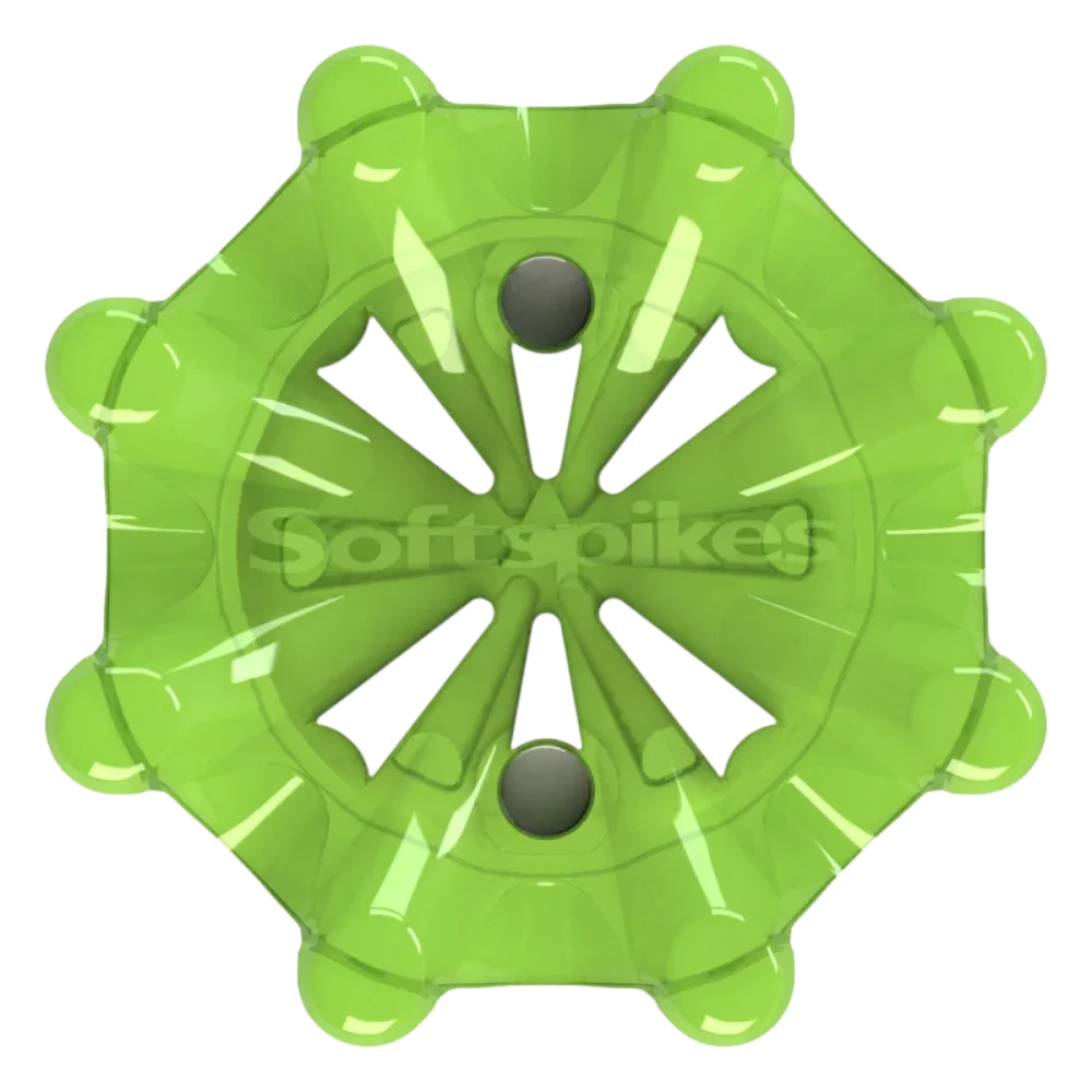 Front angle of slime green Pulsar Golf Spikes