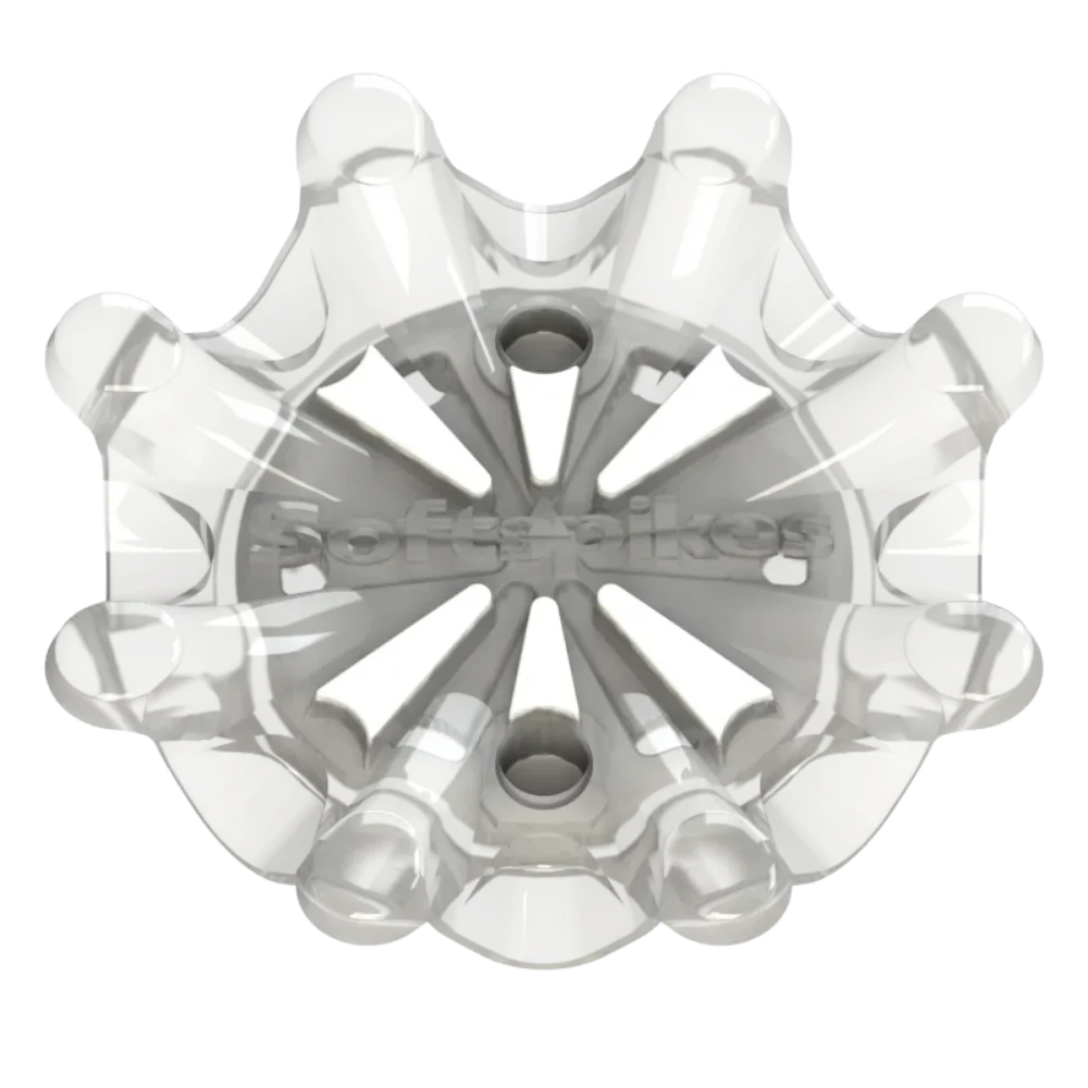 Side angle of white Pulsar Golf Spikes