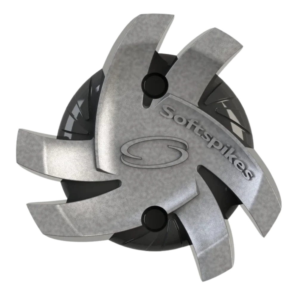 Front angle of silver Tornado Golf Spike