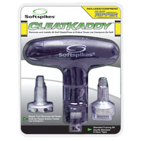 Softspikes CleatKaddy tool with two cleats on a white background