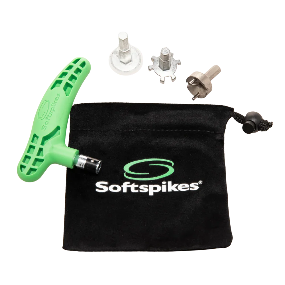 Softpikes tour wrench kit packaging and product laid out. 