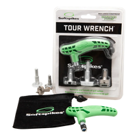 Softpikes tour wrench kit packaging and product laid out. 