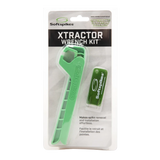 A Softspikes Xtractor Wrench Kit, featuring a green wrench for spike removal and installation, packaged in clear plastic.