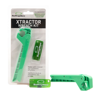 A green Softspikes Xtractor Wrench Kit with a two-prong insertion wrench and an additional tool, packaged for easy spike removal and installation.