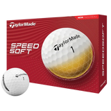 TaylorMade Speed Soft golf ball with packaging on a white background