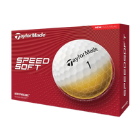 TaylorMade Speed Soft golf ball packaging on a white background